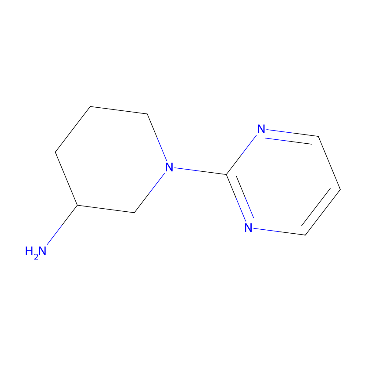1-(Pyrimidin-2-yl)piperidin-3-amine molecular structure, CAS 1146290-25-6