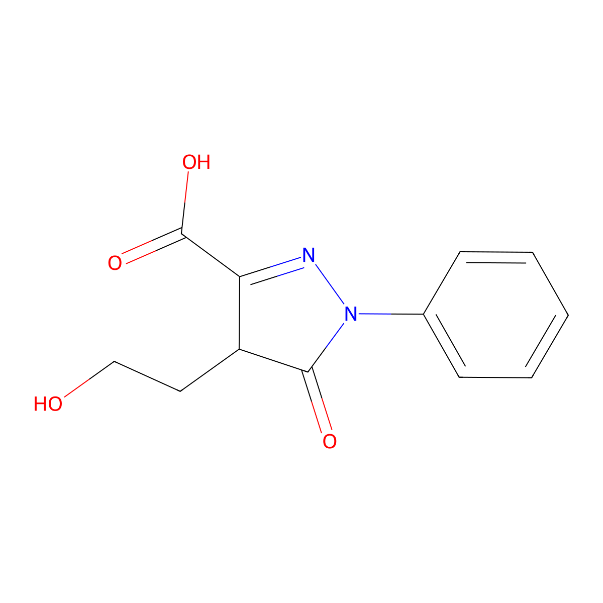 1H-Pyrazole-3-carboxylic acid, 4,5-dihydro-4-(2-hydroxyethyl)-5-oxo-1-phenyl- molecular structure, CAS 1146290-27-8