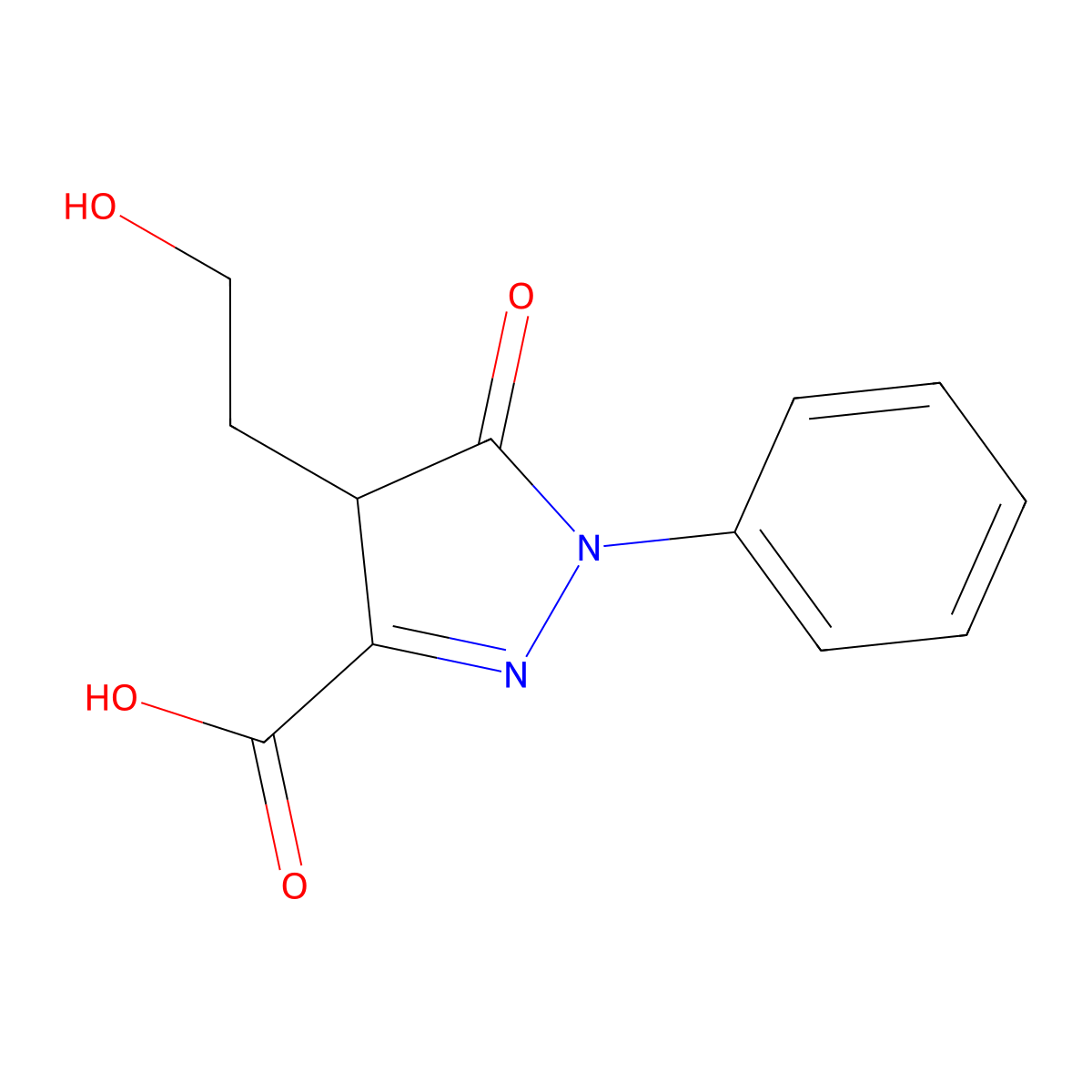 1H-Pyrazole-3-carboxylic acid, 4,5-dihydro-4-(2-hydroxyethyl)-5-oxo-1-phenyl- molecular structure, CAS 1146290-27-8