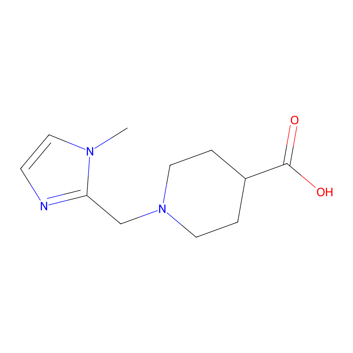 1-[(1-methyl-1H-imidazol-2-yl)methyl]piperidine-4-carboxylic acid molecular structure, CAS 1146290-39-2