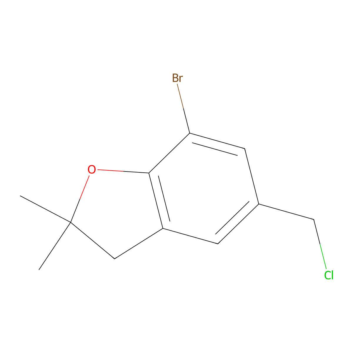 7-Bromo-5-(chloromethyl)-2,2-dimethyl-2,3-dihydro-1-benzofuran molecular structure, CAS 1146290-40-5