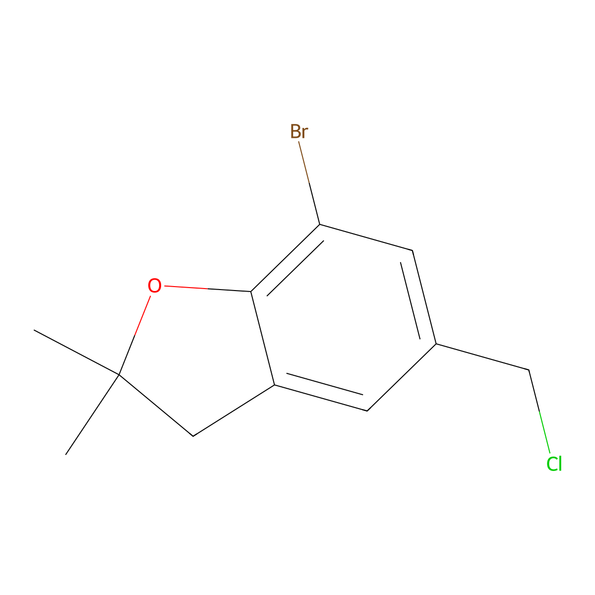 7-Bromo-5-(chloromethyl)-2,2-dimethyl-2,3-dihydro-1-benzofuran molecular structure, CAS 1146290-40-5