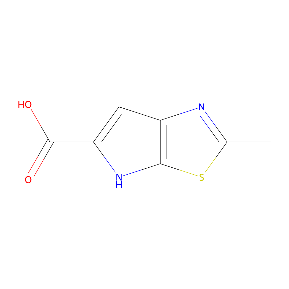 2-methyl-4H-pyrrolo[3,2-d][1,3]thiazole-5-carboxylic acid molecular structure, CAS 1146290-43-8