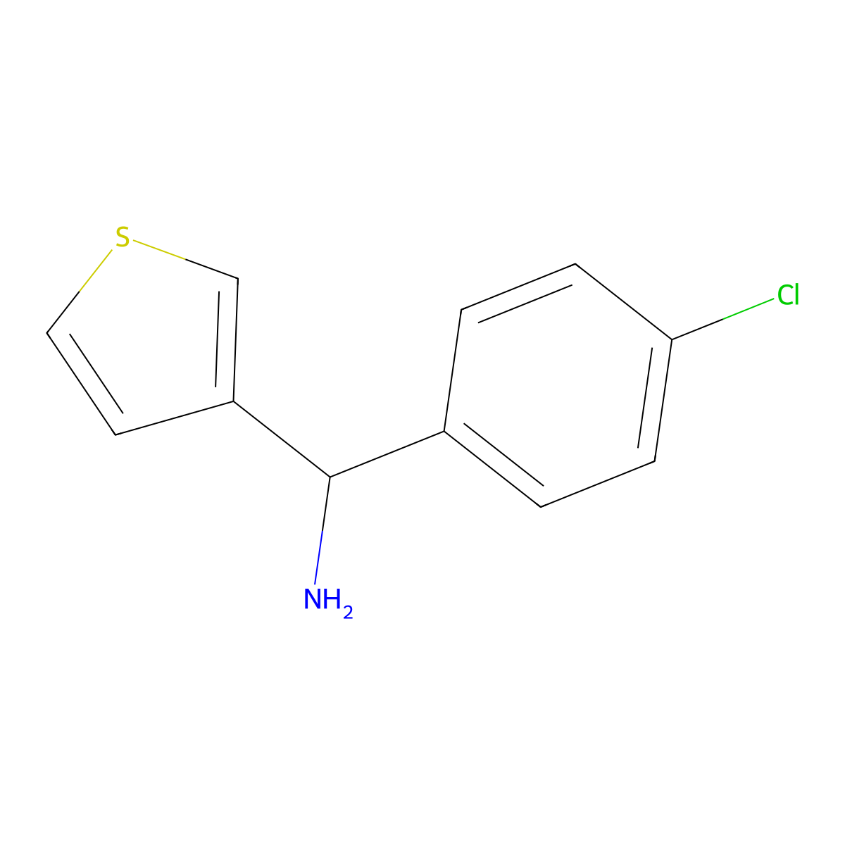 (4-Chlorophenyl)(thiophen-3-yl)methanamine molecular structure, CAS 1146290-46-1