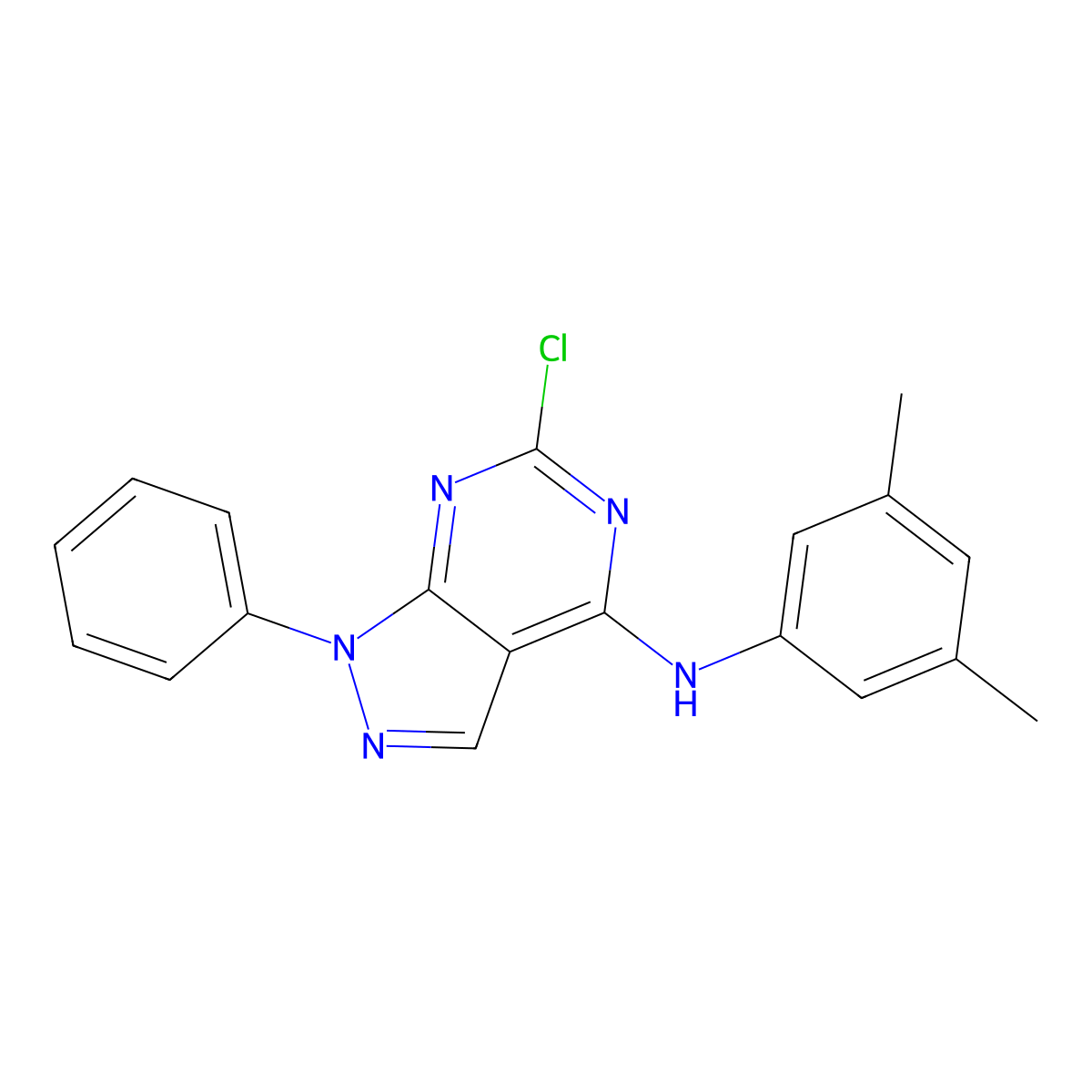 6-chloro-N-(3,5-dimethylphenyl)-1-phenyl-1H-pyrazolo[3,4-d]pyrimidin-4-amine molecular structure, CAS 1146290-56-3