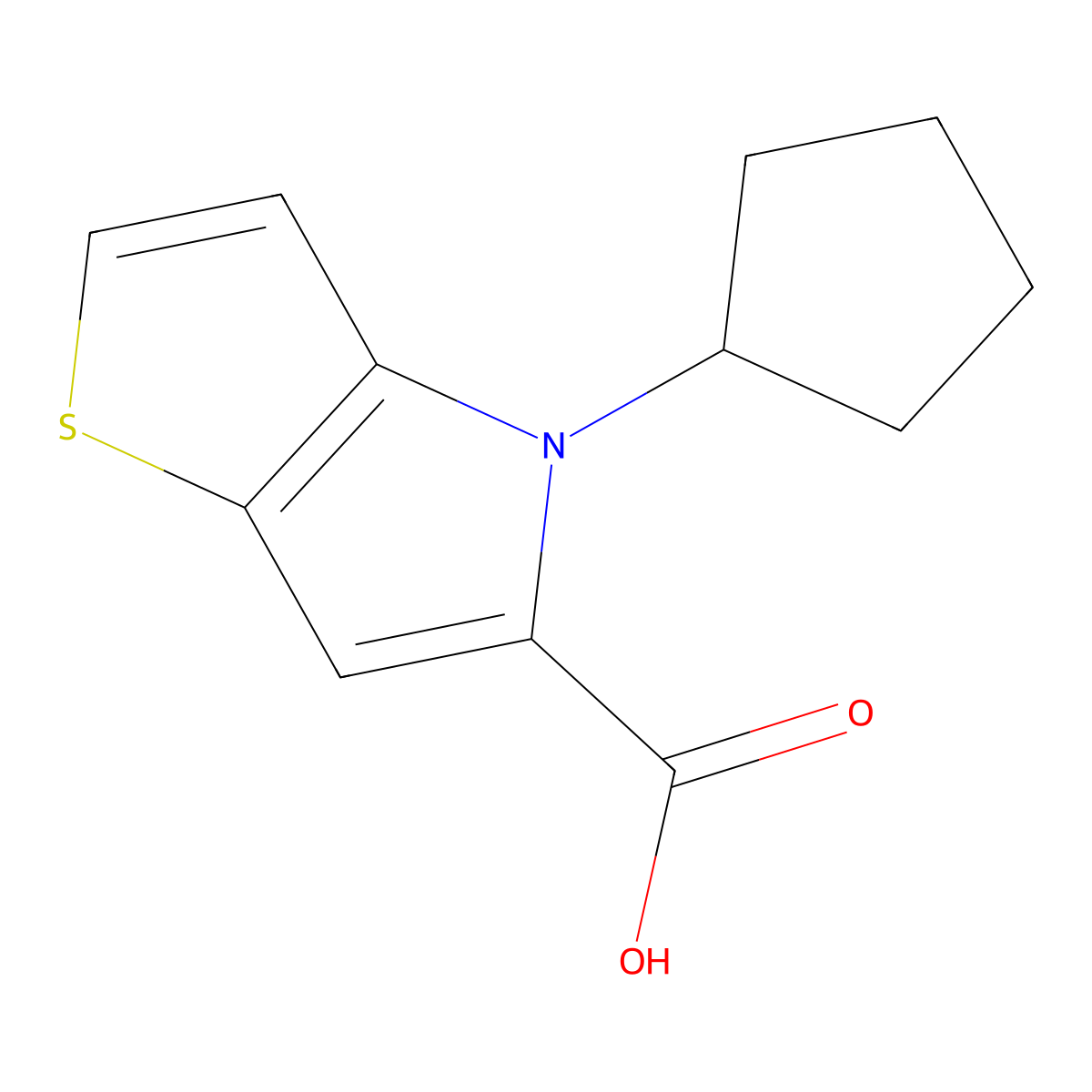 4-cyclopentyl-4H-thieno[3,2-b]pyrrole-5-carboxylic acid molecular structure, CAS 1146291-78-2