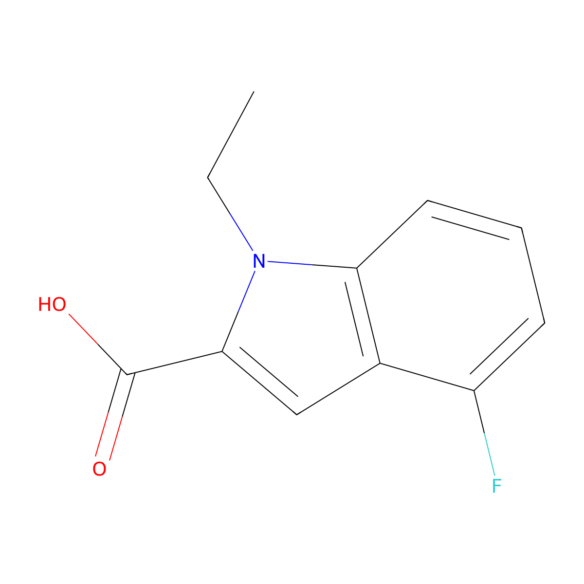 1-ethyl-4-fluoro-1H-indole-2-carboxylic acid molecular structure, CAS 1146291-82-8