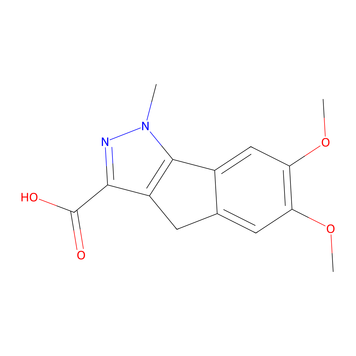 6,7-dimethoxy-1-methyl-1H,4H-indeno[1,2-c]pyrazole-3-carboxylic acid molecular structure, CAS 1146292-94-5