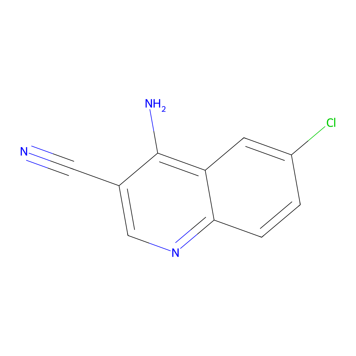 4-Amino-6-chloroquinoline-3-carbonitrile molecular structure, CAS 1146293-15-3
