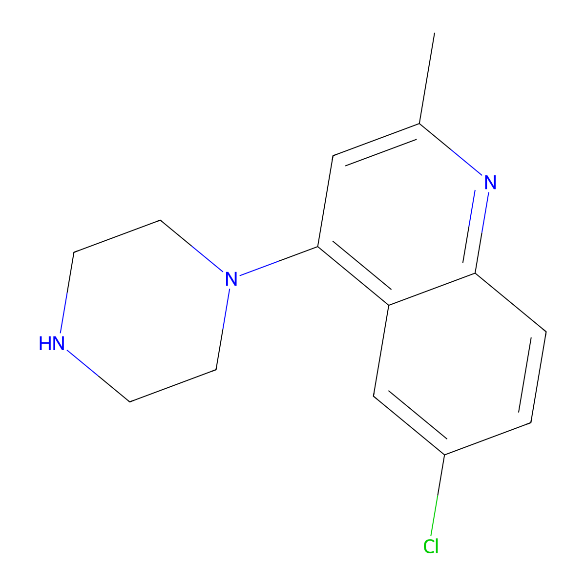 6-Chloro-2-methyl-4-(piperazin-1-yl)quinoline molecular structure, CAS 1146293-27-7