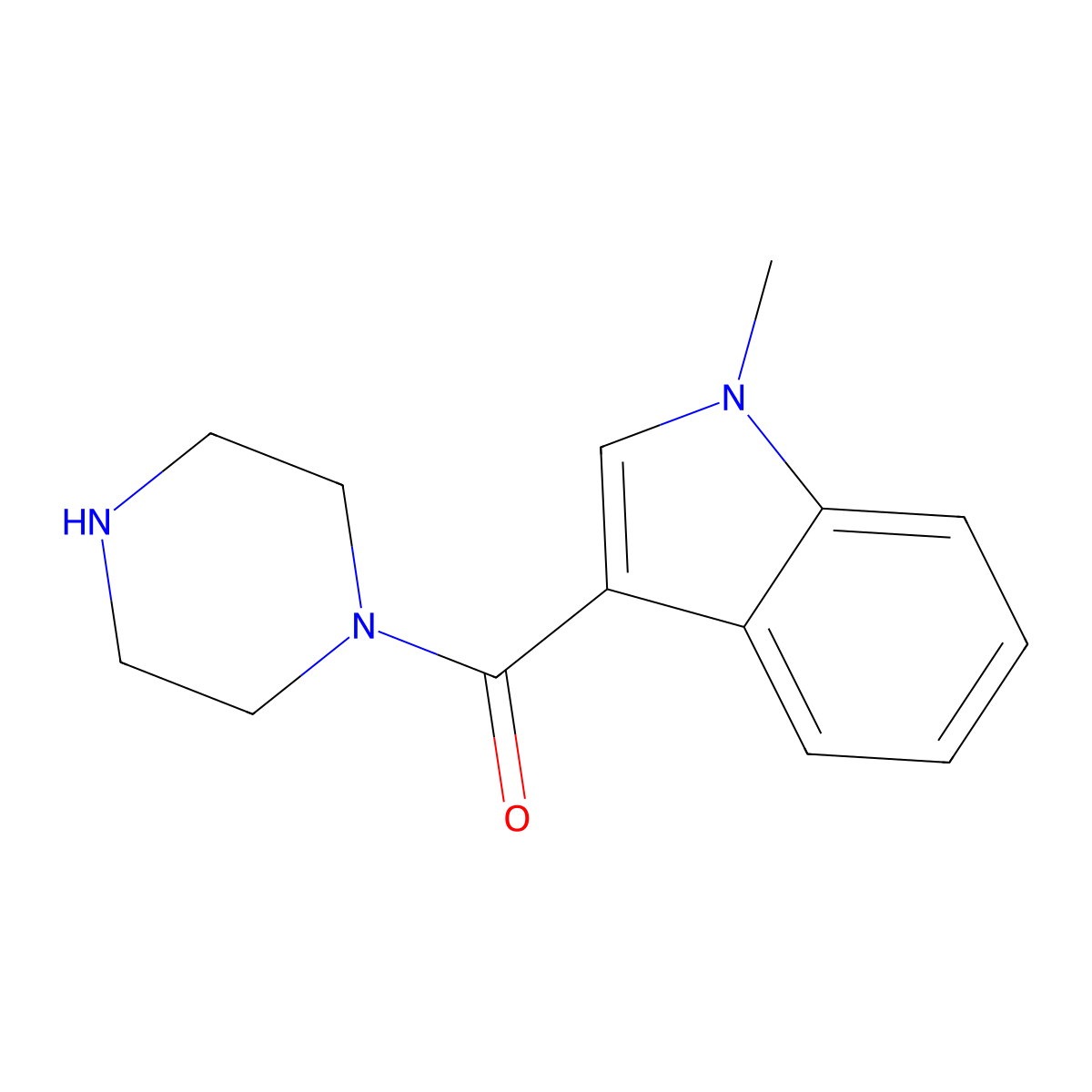 (1-methyl-1H-indol-3-yl)(piperazin-1-yl)methanone molecular structure, CAS 1146293-65-3