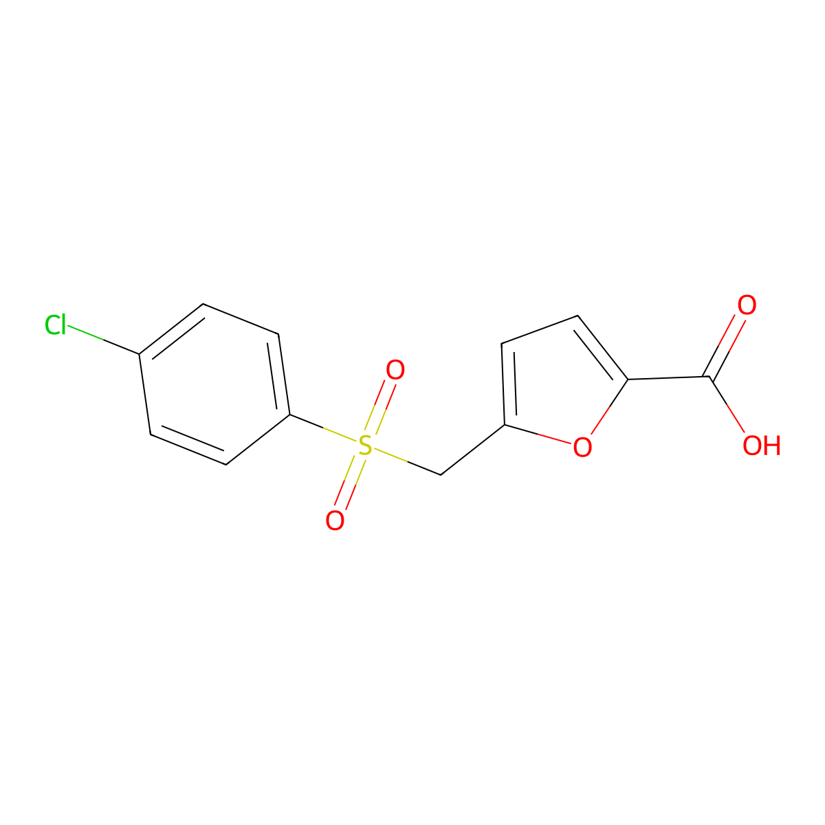 5-{[(4-Chlorophenyl)sulfonyl]methyl}furan-2-carboxylic acid molecular structure, CAS 1146297-18-8