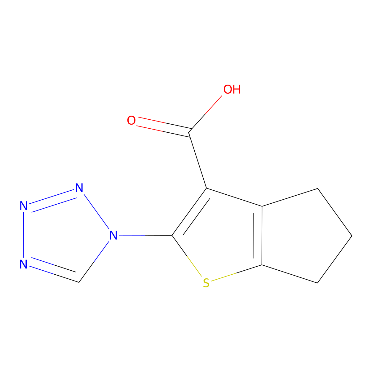 2-(1H-tetrazol-1-yl)-5,6-dihydro-4H-cyclopenta[b]thiophene-3-carboxylic acid molecular structure, CAS 1146299-24-2