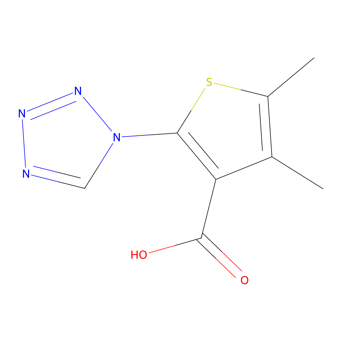 4,5-dimethyl-2-(1H-1,2,3,4-tetrazol-1-yl)thiophene-3-carboxylic acid molecular structure, CAS 1146299-25-3