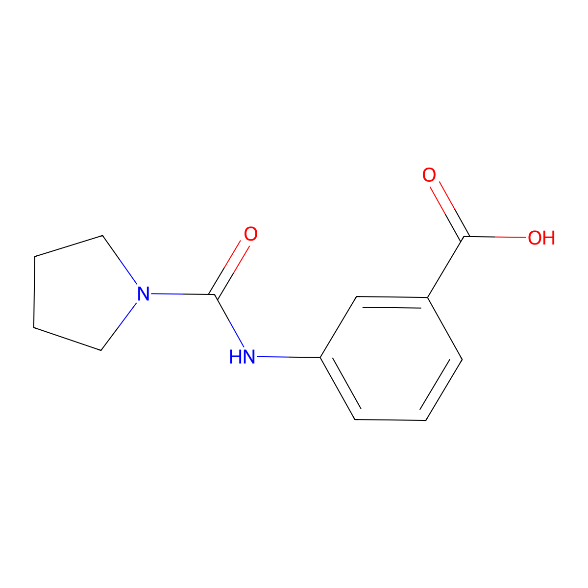 3-[(Pyrrolidin-1-ylcarbonyl)amino]benzoic acid molecular structure, CAS 1146299-30-0