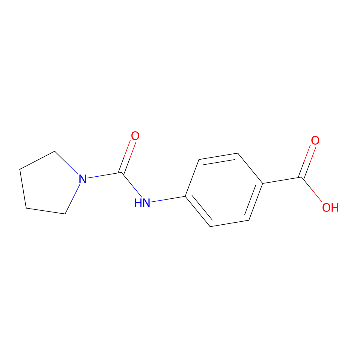 4-[(Pyrrolidin-1-ylcarbonyl)amino]benzoic acid molecular structure, CAS 1146299-31-1