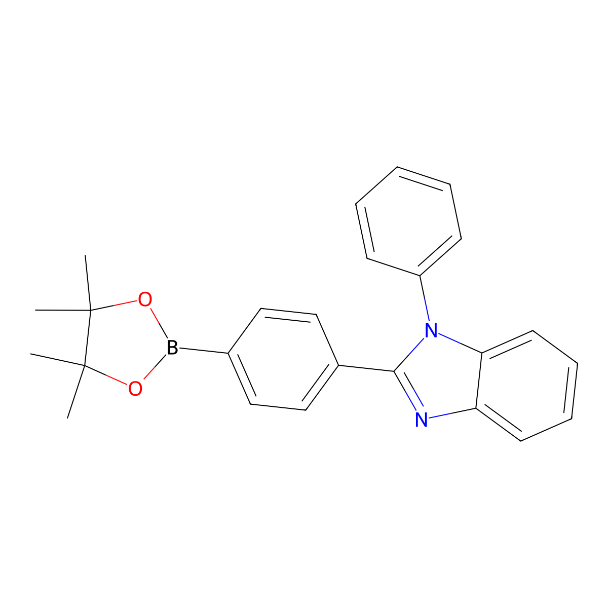 1-phenyl-2-(4-(4,4,5,5-tetramethyl-1,3,2-dioxaborolan-2-yl)phenyl)-1H-benzo[d]imidazole molecular structure, CAS 1146340-38-6