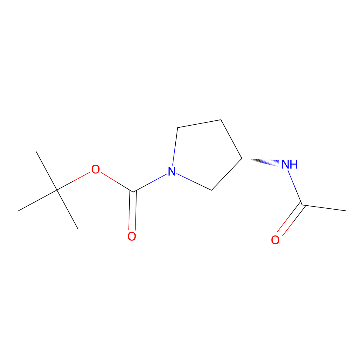(S)-(-)-1-Boc-3-acetamidopyrrolidine molecular structure, CAS 114636-37-2