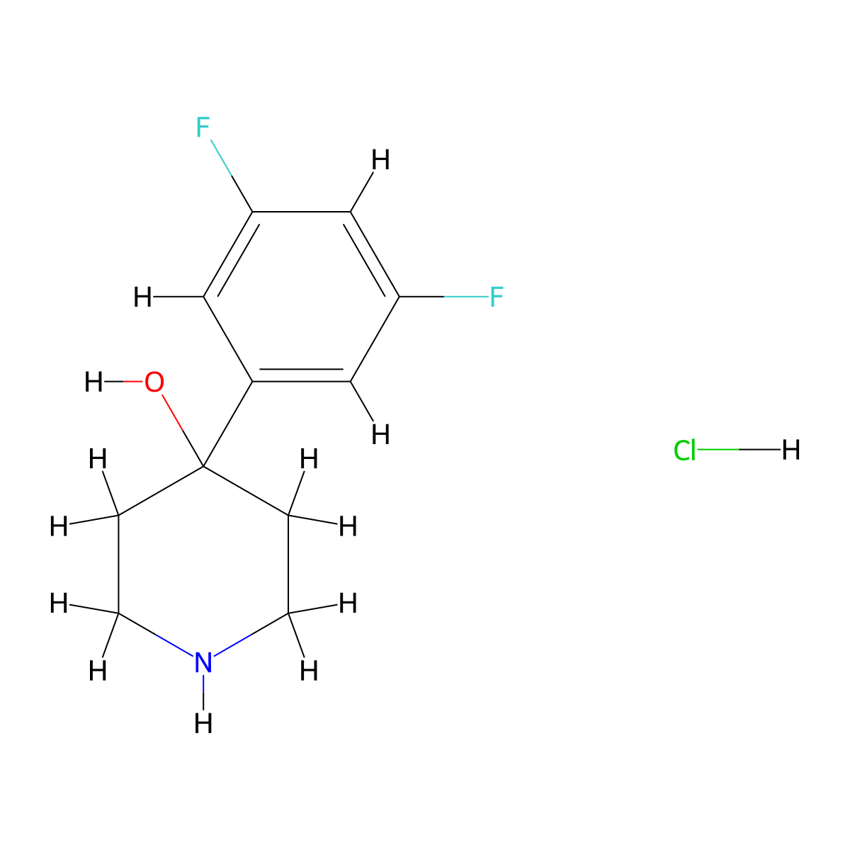 4-(3,5-Difluorophenyl)piperidin-4-ol HCl molecular structure, CAS 1146363-03-2