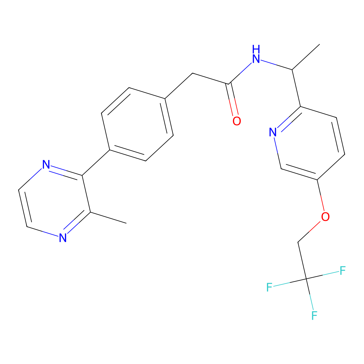 2-[4-(3-methylpyrazin-2-yl)phenyl]-N-[(1R)-1-[5-(2,2,2-trifluoroethoxy)pyridin-2-yl]ethyl]acetamide molecular structure, CAS 1146395-46-1