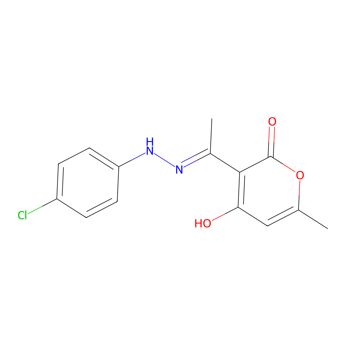 3-[2-(4-chlorophenyl)ethanehydrazonoyl]-4-hydroxy-6-methyl-2H-pyran-2-one molecular structure, CAS 114658-00-3
