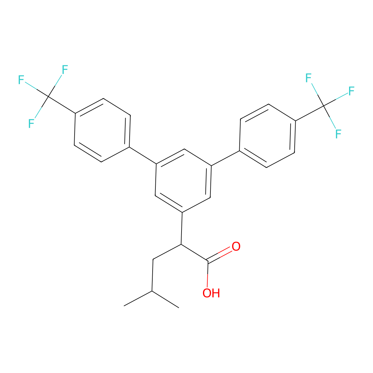 (R)-2-(4,4''-bis-trifluoromethyl-[1,1';3',1'']terphenyl-5'-yl)-4-methyl-pentanoic acid molecular structure, CAS 1146594-85-5