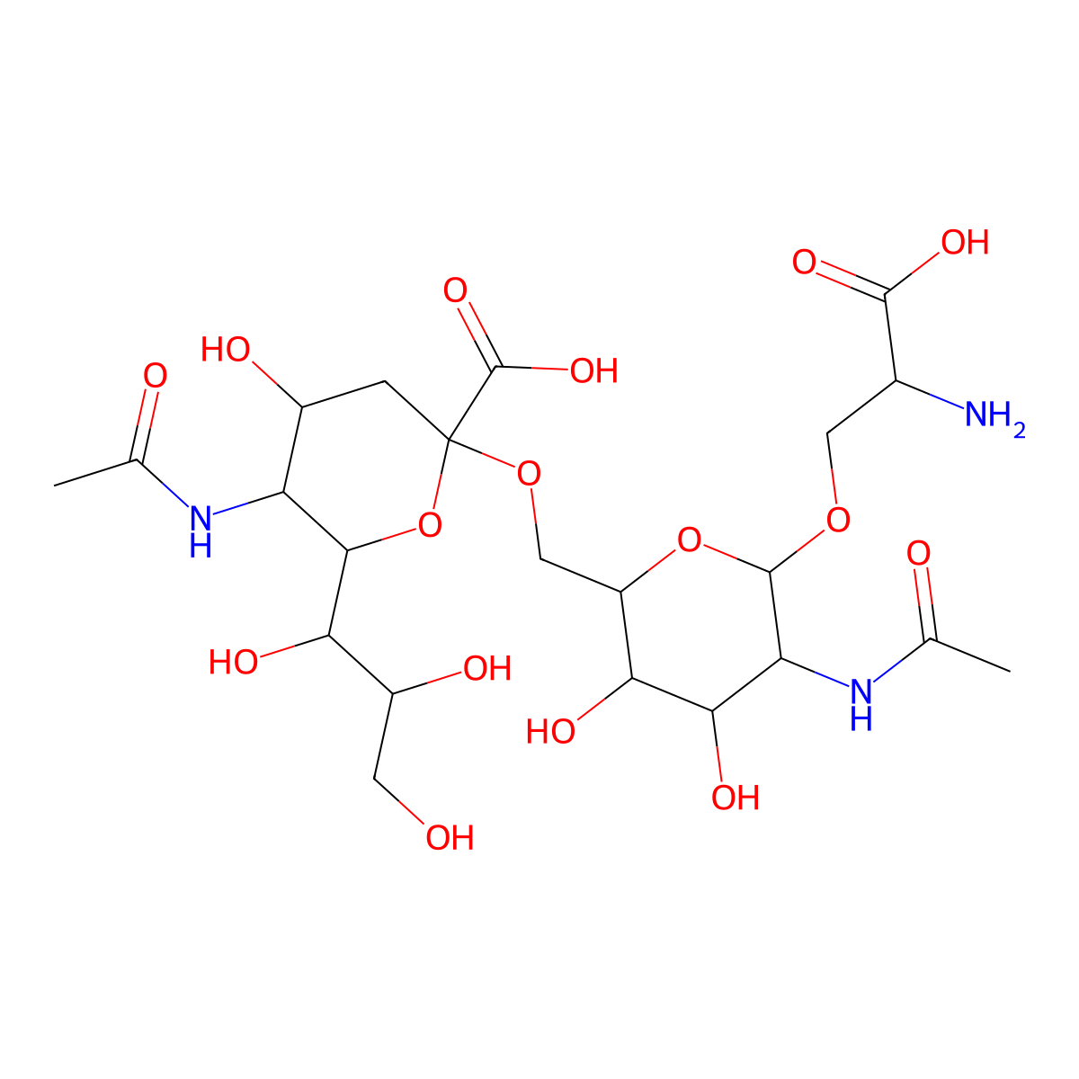 3-O-(2-Acetamido-6-O-(N-acetylneuraminyl)-2-deoxygalactosyl)serine molecular structure, CAS 114661-01-7