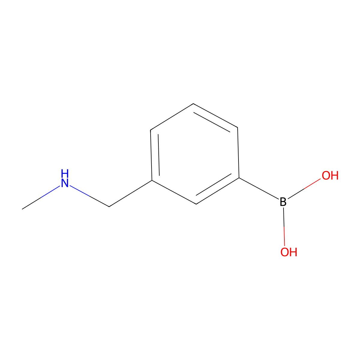 (3-((Methylamino)methyl)phenyl)boronic acid molecular structure, CAS 1146614-39-2