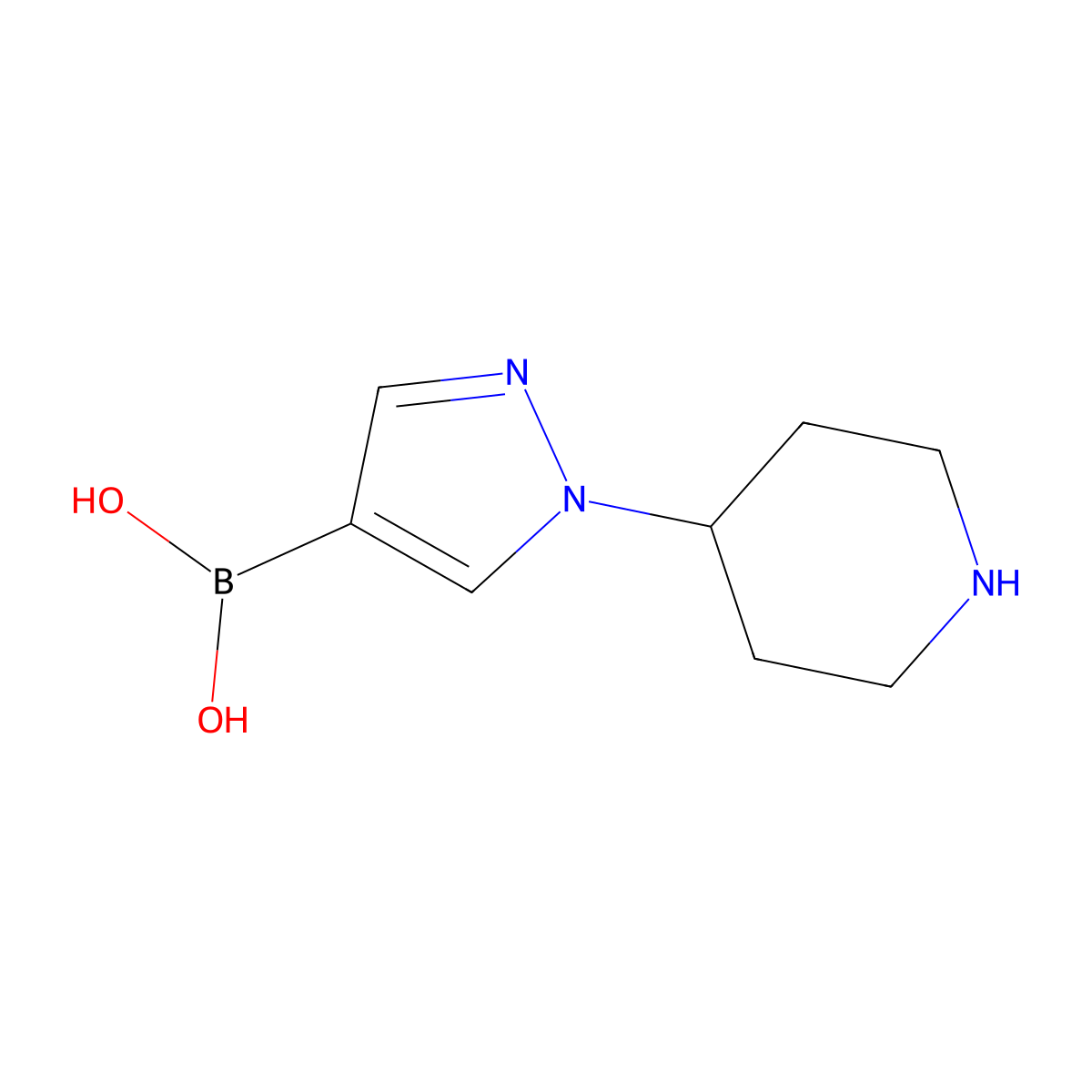 (1-(Piperidin-4-yl)-1H-pyrazol-4-yl)boronic acid molecular structure, CAS 1146614-42-7