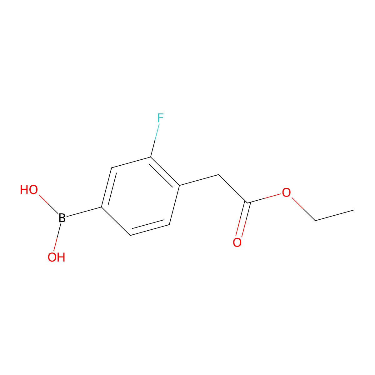 4-(Ethoxycarbonylmethyl)-3-fluorophenylboronic acid molecular structure, CAS 1146614-44-9
