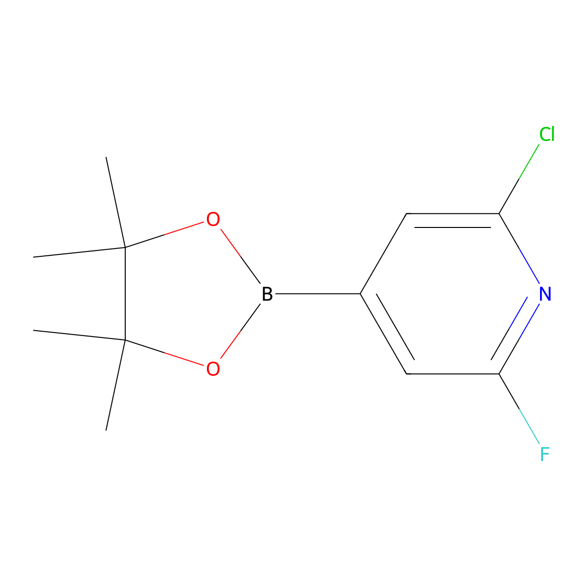 2-Chloro-6-fluoro-4-(4,4,5,5-tetramethyl-1,3,2-dioxaborolan-2-YL)pyridine molecular structure, CAS 1146615-89-5