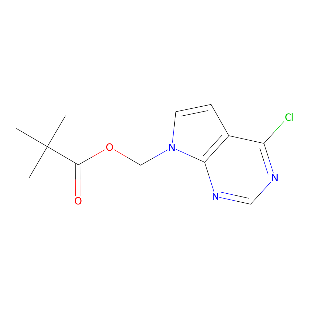 Propanoic acid, 2,2-dimethyl-, (4-chloro-7H-pyrrolo(2,3-d)pyrimidin-7-yl)methyl ester molecular structure, CAS 1146629-75-5