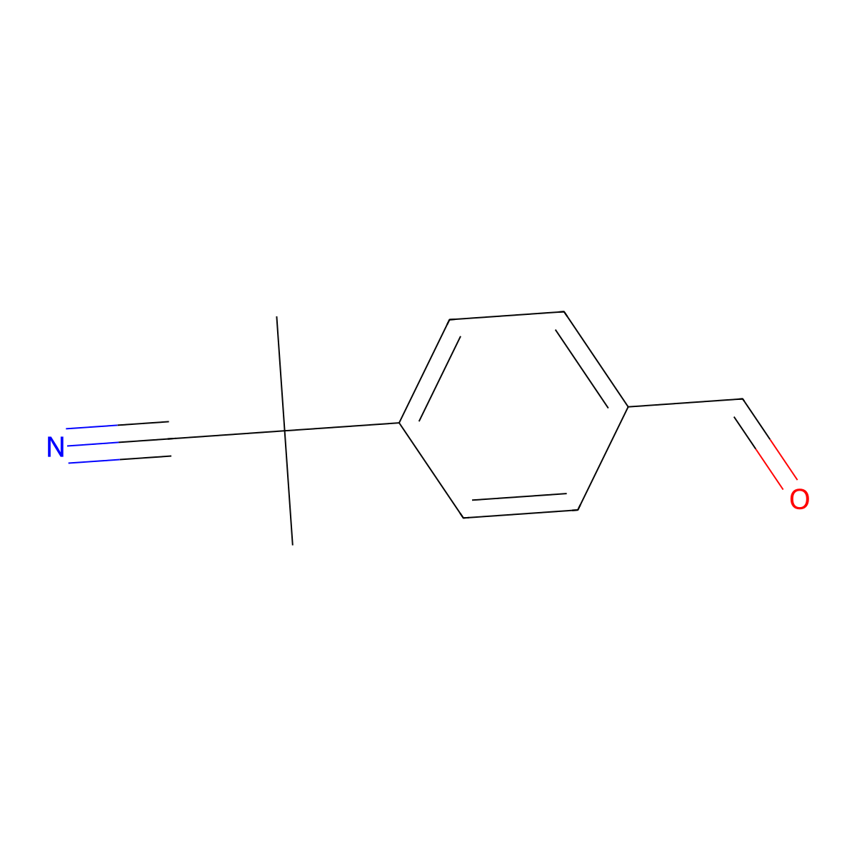2-(4-Formylphenyl)-2-methylpropanenitrile molecular structure, CAS 1146695-65-9