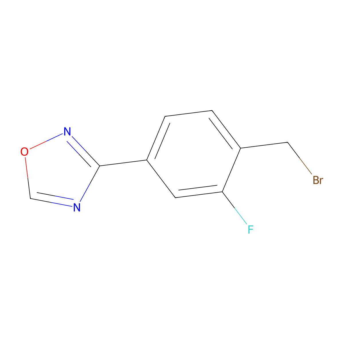 3-(4-(Bromomethyl)-3-fluorophenyl)-1,2,4-oxadiazole molecular structure, CAS 1146699-64-0