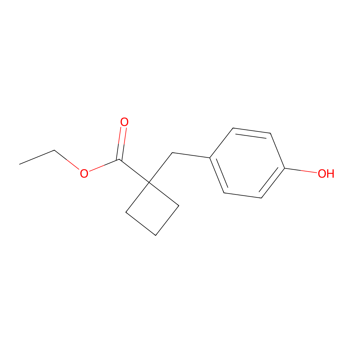 Ethyl 1-(4-hydroxybenzyl)cyclobutanecarboxylate molecular structure, CAS 114672-06-9