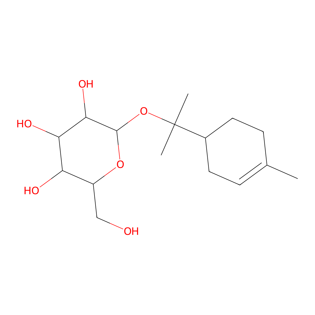 beta-D-Glucopyranoside, 1-methyl-1-[(1R)-4-methyl-3-cyclohexen-1-yl]ethyl molecular structure, CAS 114673-99-3