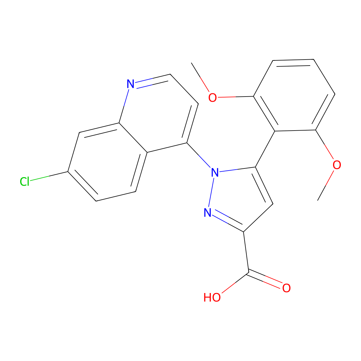 1-(7-Chloroquinolin-4-yl)-5-(2,6-dimethoxyphenyl)-1H-pyrazole-3-carboxylic acid molecular structure, CAS 1146757-92-7