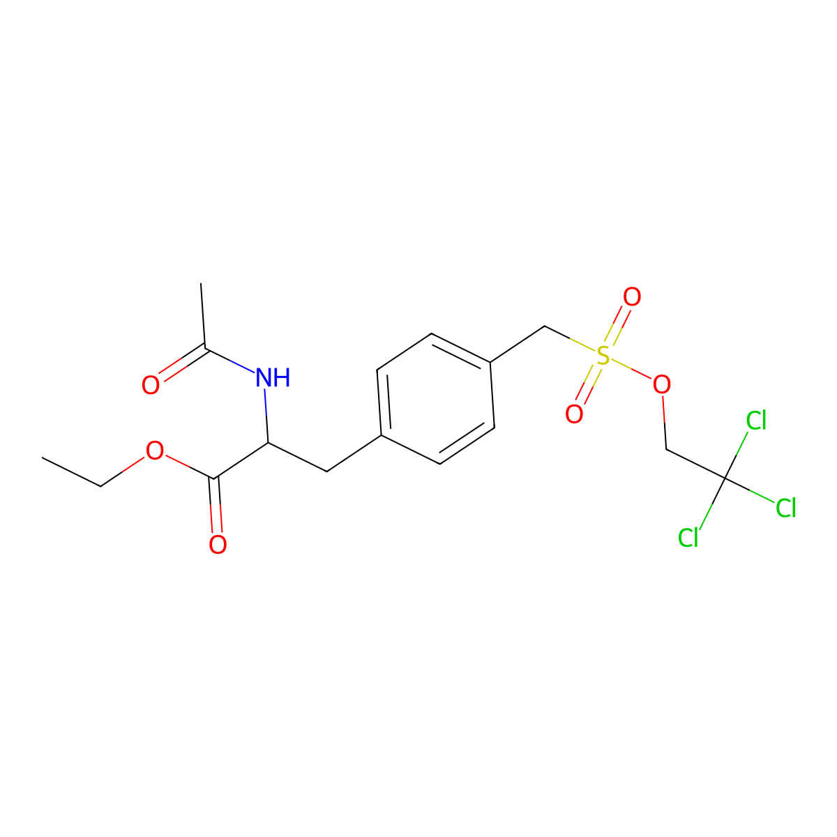 (S)-Ethyl 2-acetamido-3-(4-(((2,2,2-trichloroethoxy)sulfonyl)methyl)phenyl)propanoate molecular structure, CAS 1146758-12-4
