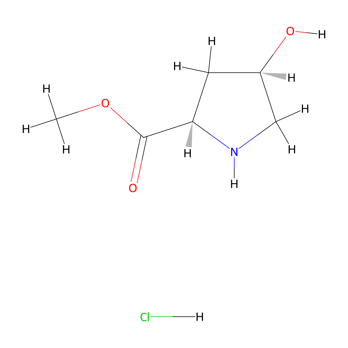 Methyl (2R,4R)-4-hydroxypyrrolidine-2-carboxylate hydrochloride molecular structure, CAS 114676-59-4