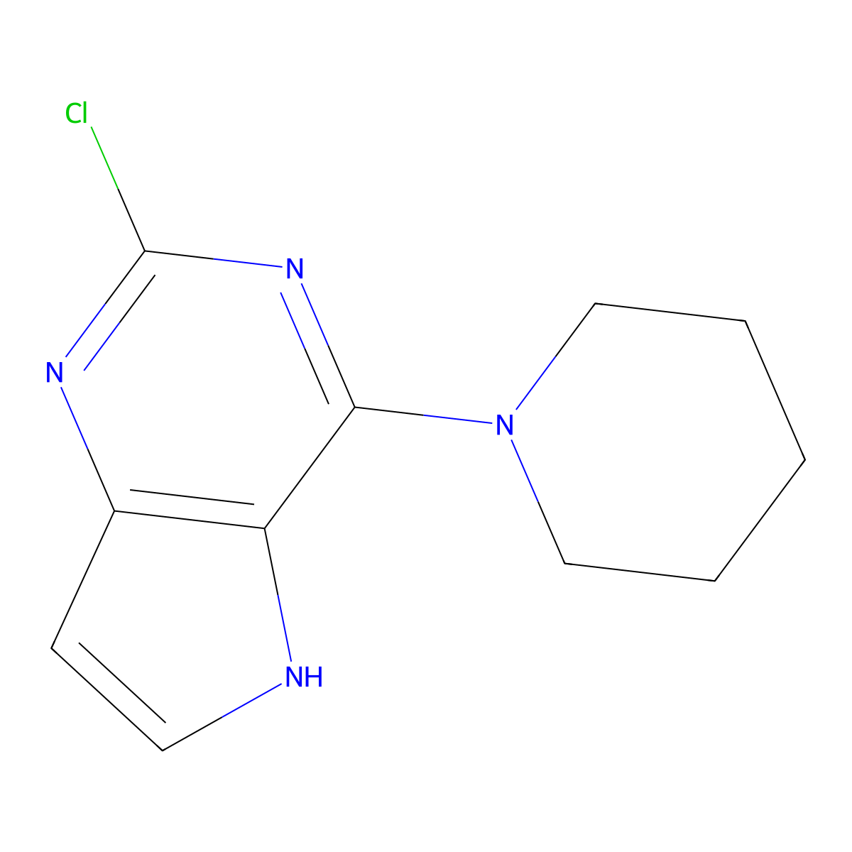 5H-Pyrrolo(3,2-d)pyrimidine, 2-chloro-4-(1-piperidinyl)- molecular structure, CAS 114684-95-6