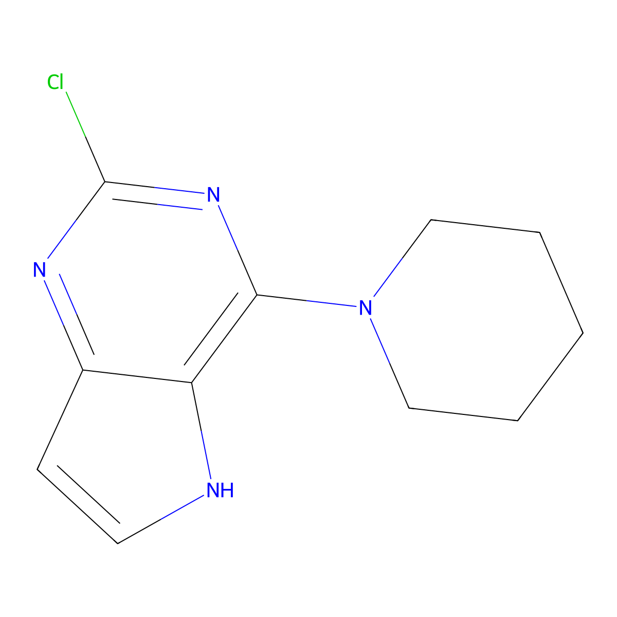 5H-Pyrrolo(3,2-d)pyrimidine, 2-chloro-4-(1-piperidinyl)- molecular structure, CAS 114684-95-6