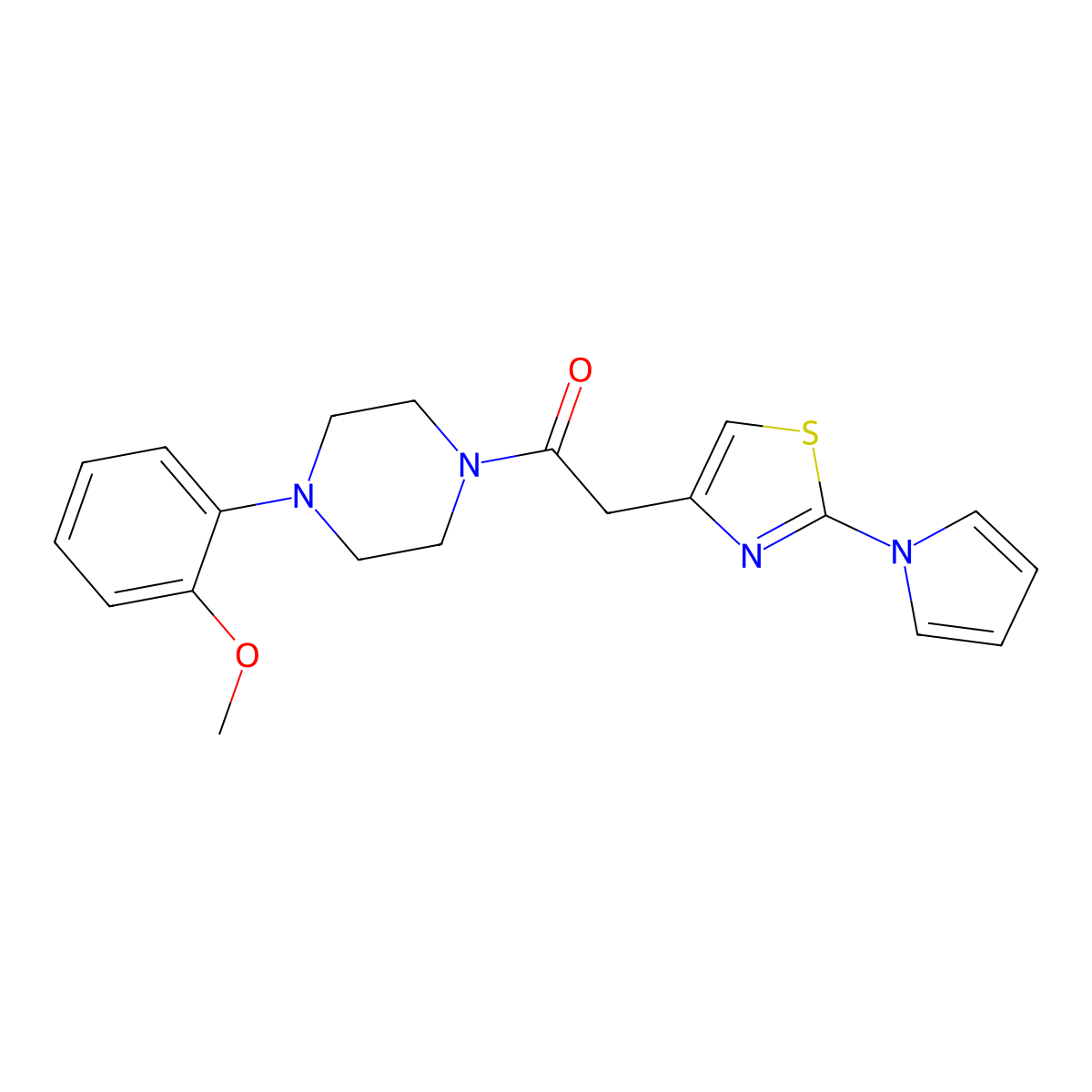 2-(2-(1H-pyrrol-1-yl)thiazol-4-yl)-1-(4-(2-methoxyphenyl)piperazin-1-yl)ethanone molecular structure, CAS 1146901-99-6