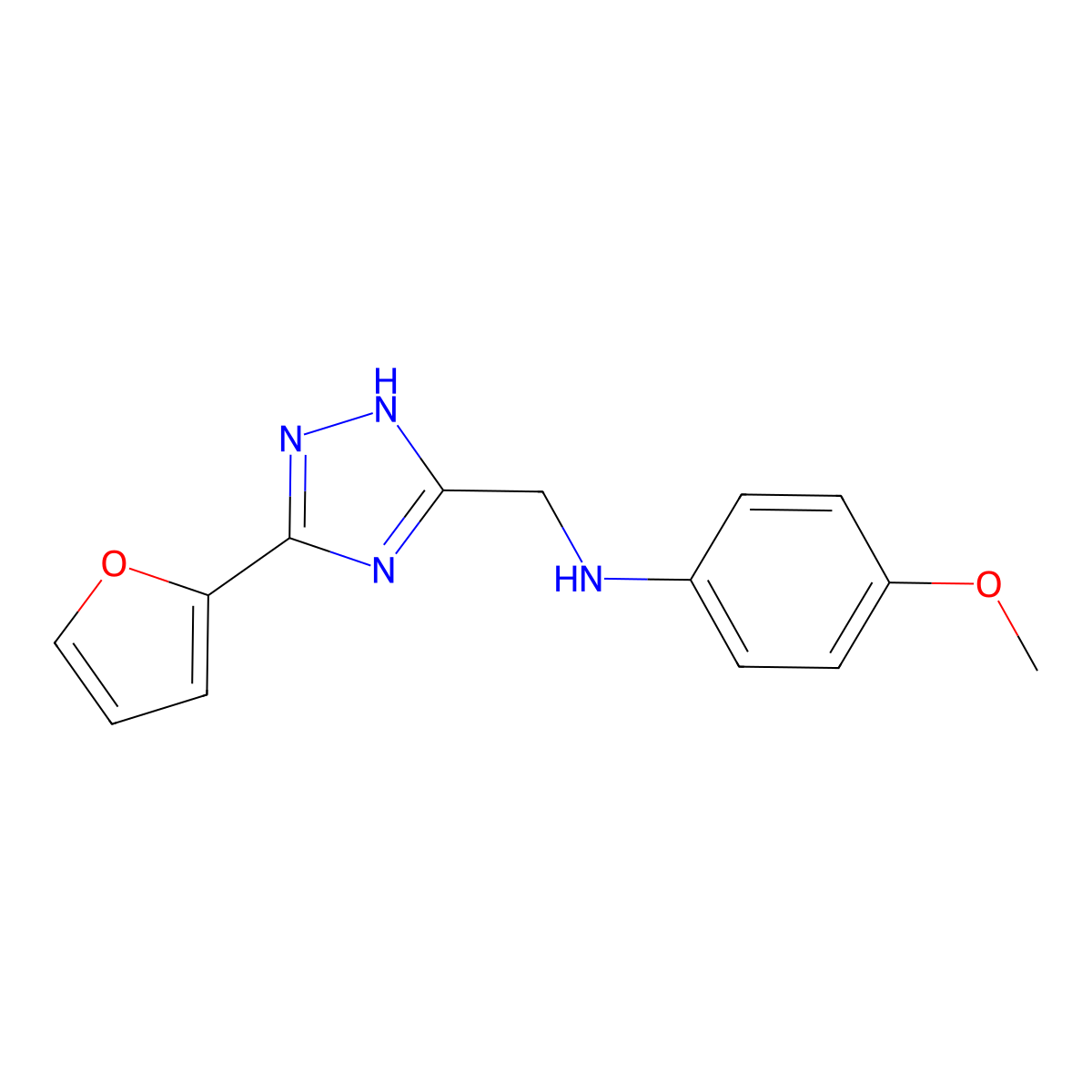 N-((5-(furan-2-yl)-1H-1,2,4-triazol-3-yl)methyl)-4-methoxyaniline molecular structure, CAS 1146902-32-0