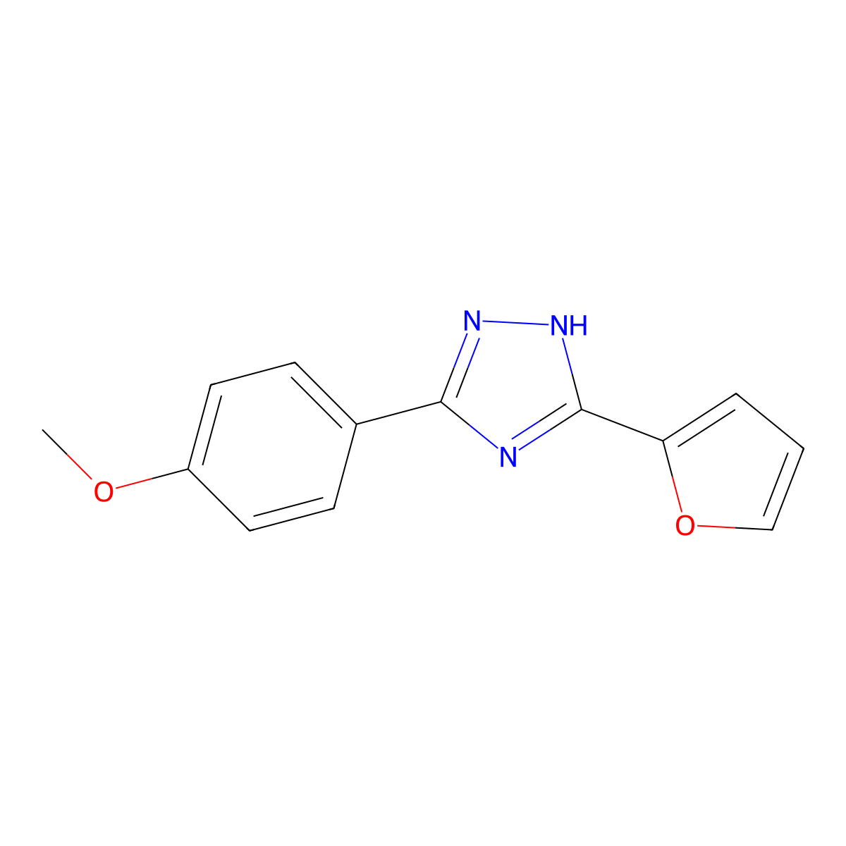 5-(furan-2-yl)-3-(4-methoxyphenyl)-1H-1,2,4-triazole molecular structure, CAS 1146923-44-5