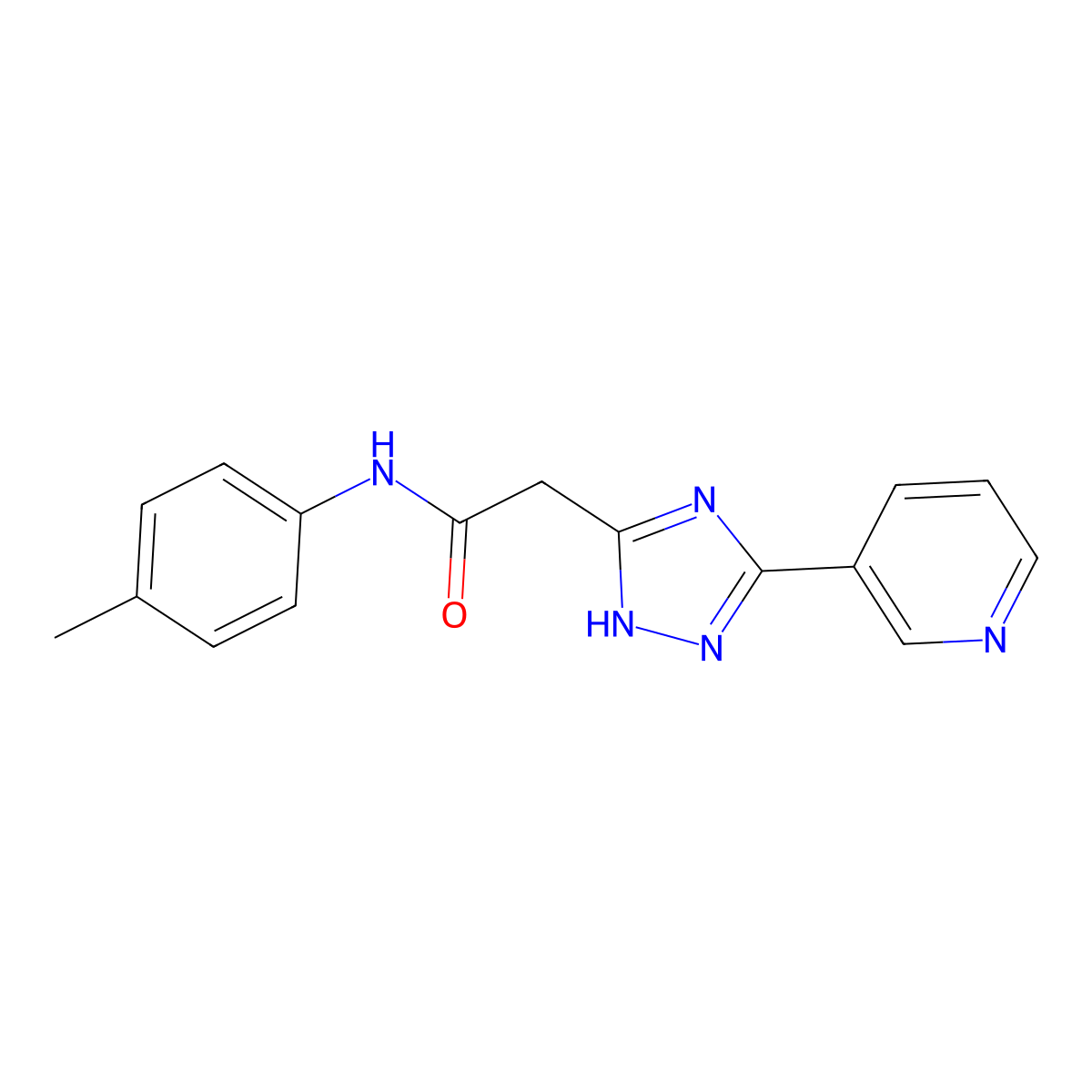 2-(3-(pyridin-3-yl)-1H-1,2,4-triazol-5-yl)-N-(p-tolyl)acetamide molecular structure, CAS 1146923-45-6