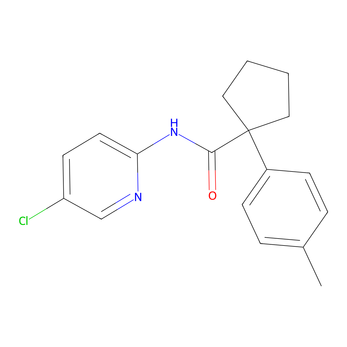 N-(5-chloropyridin-2-yl)-1-(4-methylphenyl)cyclopentanecarboxamide molecular structure, CAS 1146934-56-6