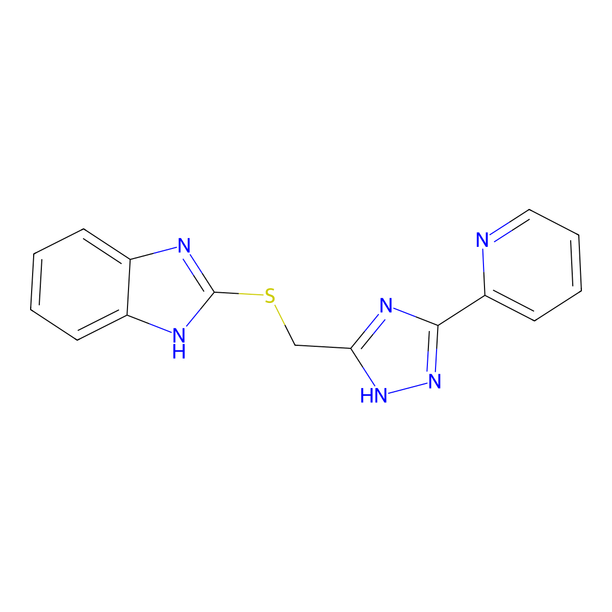 2-(((5-(pyridin-2-yl)-1H-1,2,4-triazol-3-yl)methyl)thio)-1H-benzo[d]imidazole molecular structure, CAS 1146935-31-0