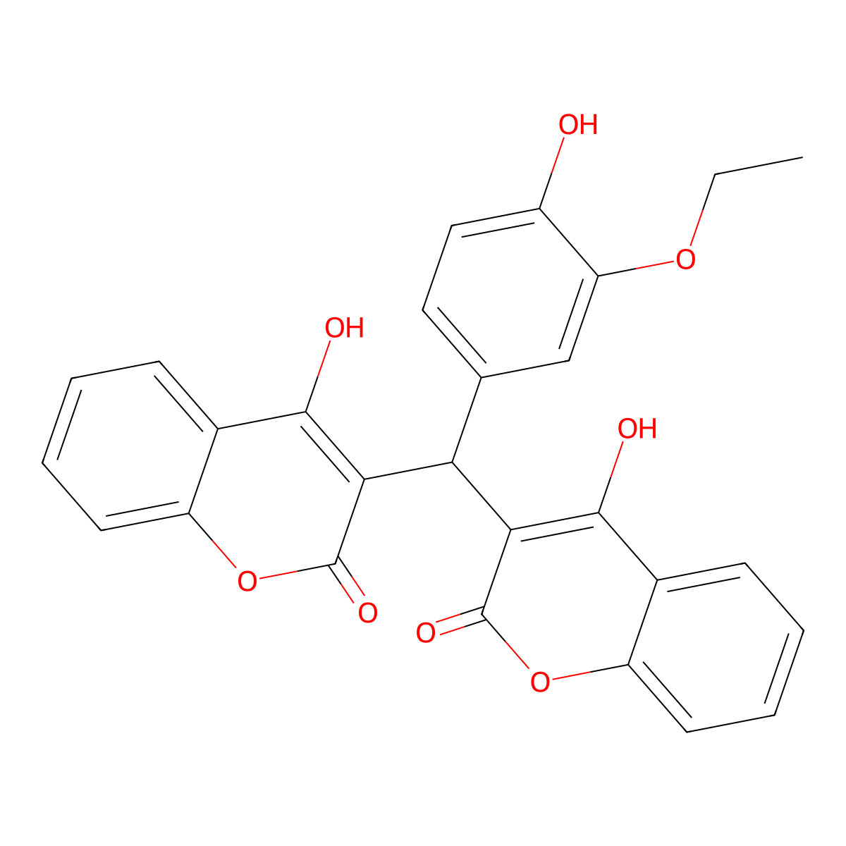 3-[(3-ethoxy-4-hydroxyphenyl)(4-hydroxy-2-oxo-2H-chromen-3-yl)methyl]-4-hydroxy-2H-chromen-2-one molecular structure, CAS 114695-02-2