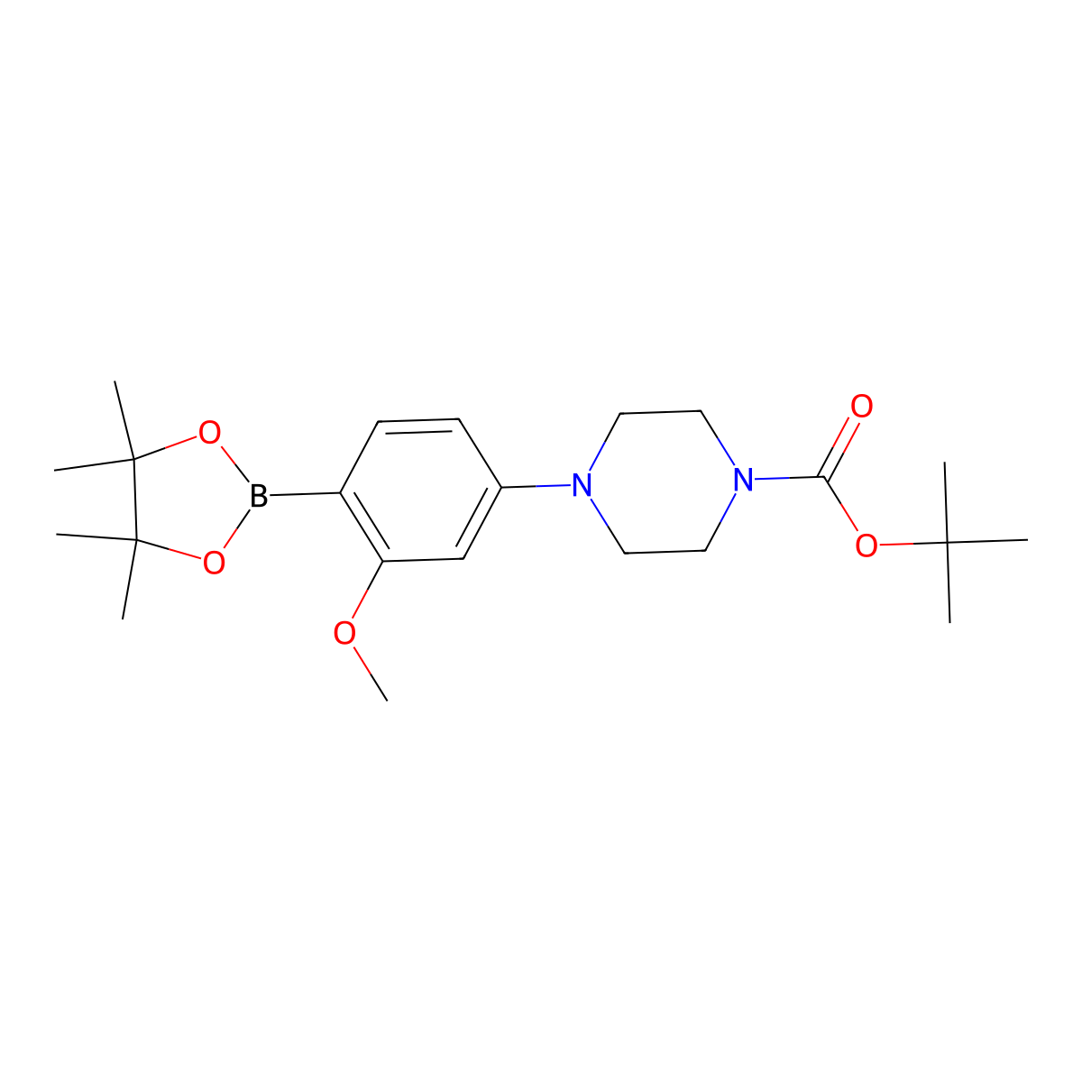 Tert-butyl 4-(3-methoxy-4-(4,4,5,5-tetramethyl-1,3,2-dioxaborolan-2-yl)phenyl)piperazine-1-carboxylate molecular structure, CAS 1146950-51-7