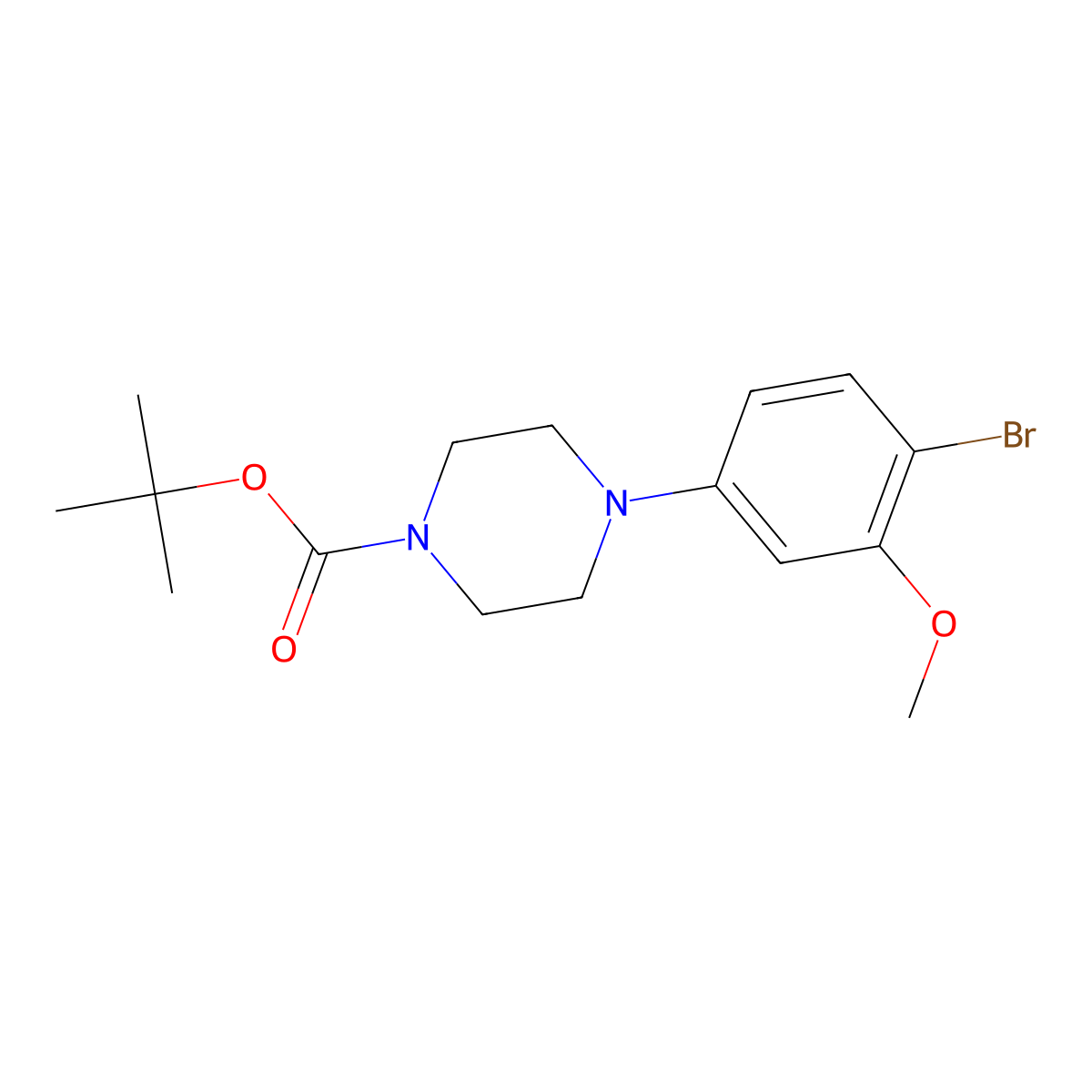 Tert-butyl 4-(4-bromo-3-methoxyphenyl)piperazine-1-carboxylate molecular structure, CAS 1146950-52-8
